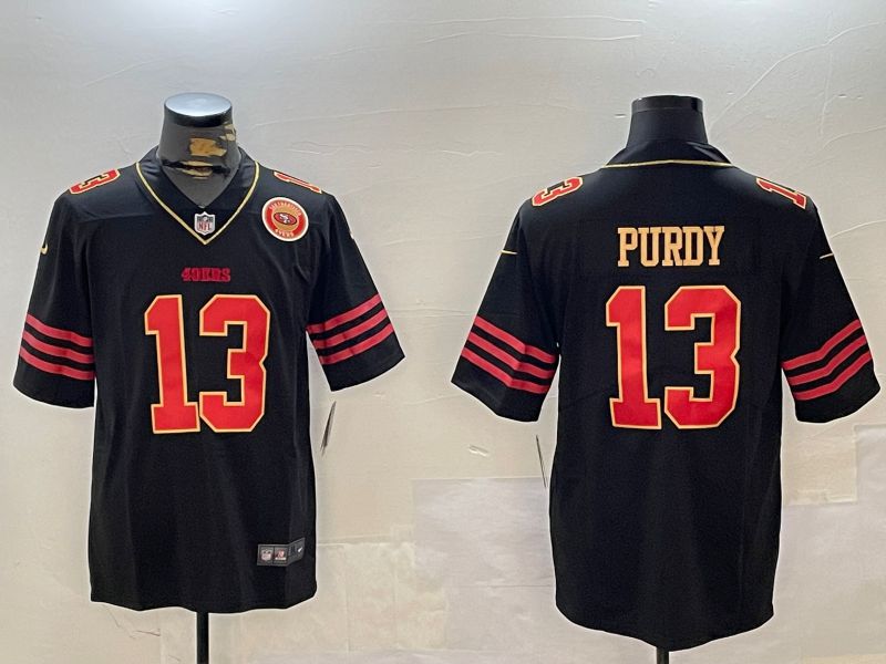 Men San Francisco 49ers 13 Purdy Black Gold 2024 Nike Limited NFL Jersey style 12305